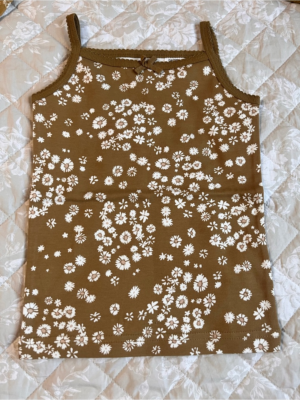 Jamie Kay Brown Tank with White Daisy Print